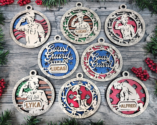Coast Guard Ornament Military Ornament Christmas Veteran Coast Guard Christmas Ornament - Lolly and Pops Handcrafted Gifts and Decor
