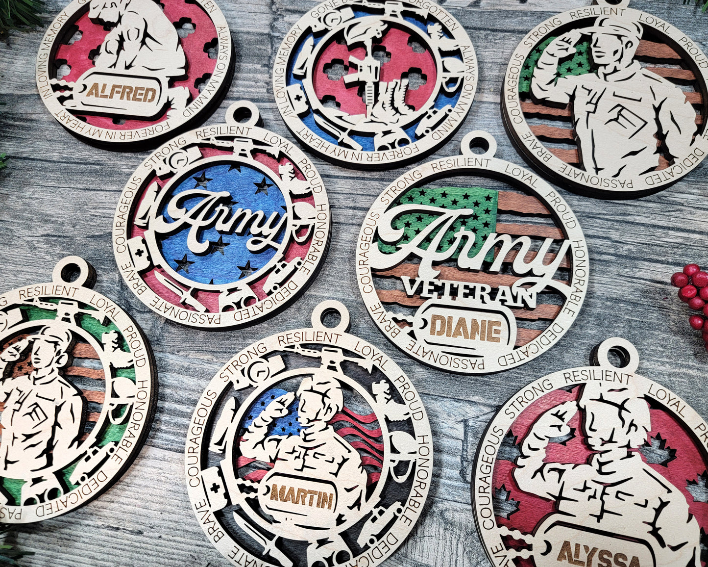 Army Ornament Army Christmas Military Ornament Veteran Christmas Ornament - Lolly and Pops Handcrafted Gifts and Decor