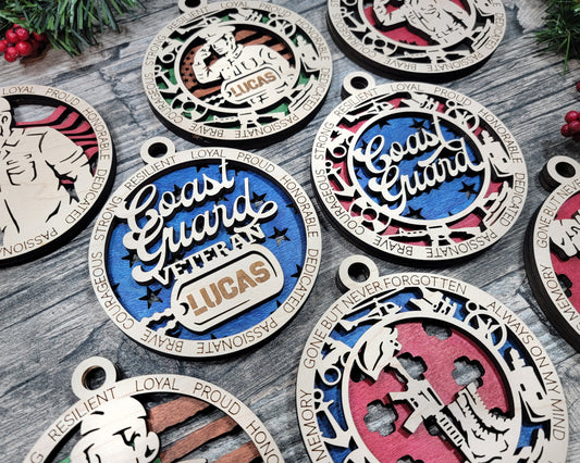 Coast Guard Ornament Military Ornament Christmas Veteran Coast Guard Christmas Ornament - Lolly and Pops Handcrafted Gifts and Decor