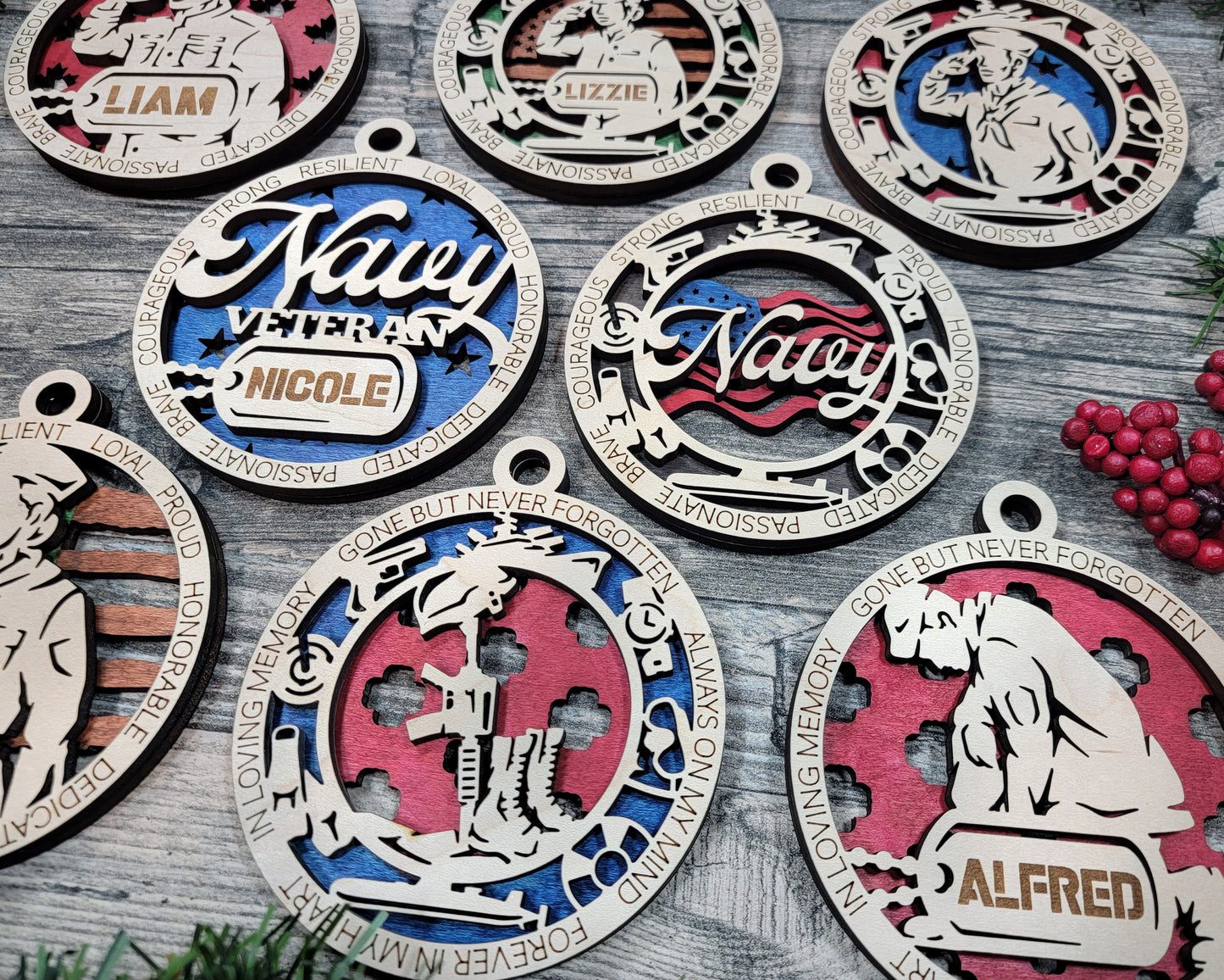 Navy Ornament Military Ornament Christmas Veteran Navy Christmas Ornament - Lolly and Pops Handcrafted Gifts and Decor