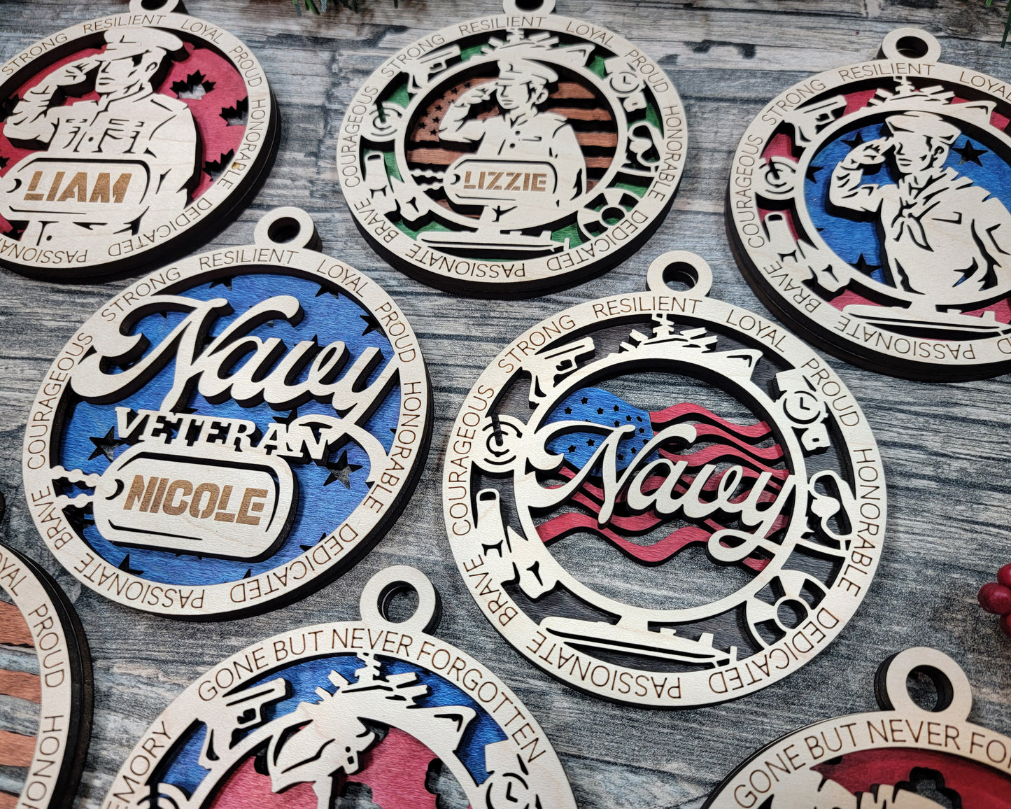 Navy Ornament Military Ornament Christmas Veteran Navy Christmas Ornament - Lolly and Pops Handcrafted Gifts and Decor