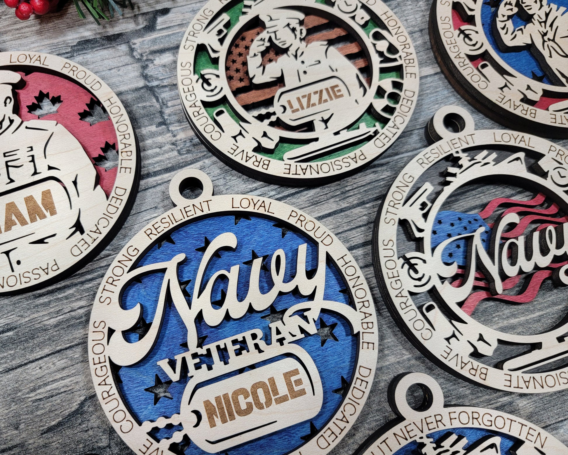 Navy Ornament Military Ornament Christmas Veteran Navy Christmas Ornament - Lolly and Pops Handcrafted Gifts and Decor