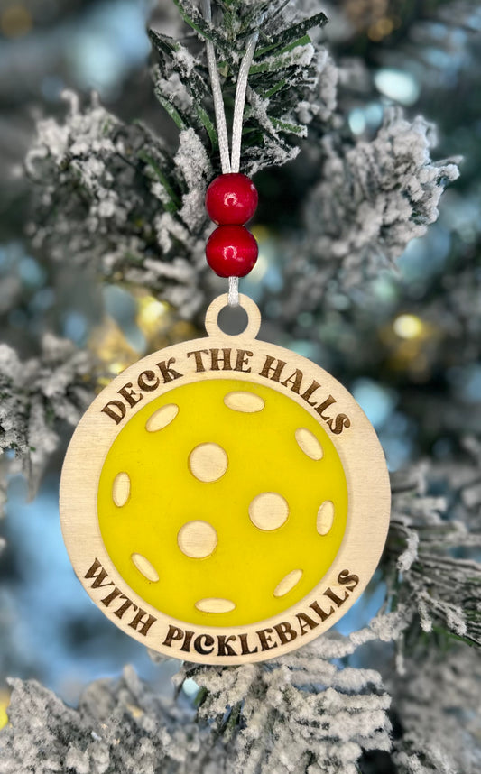 Deck the Hall with Pickleballs Ornament - Lolly and Pops Handcrafted Gifts and Decor