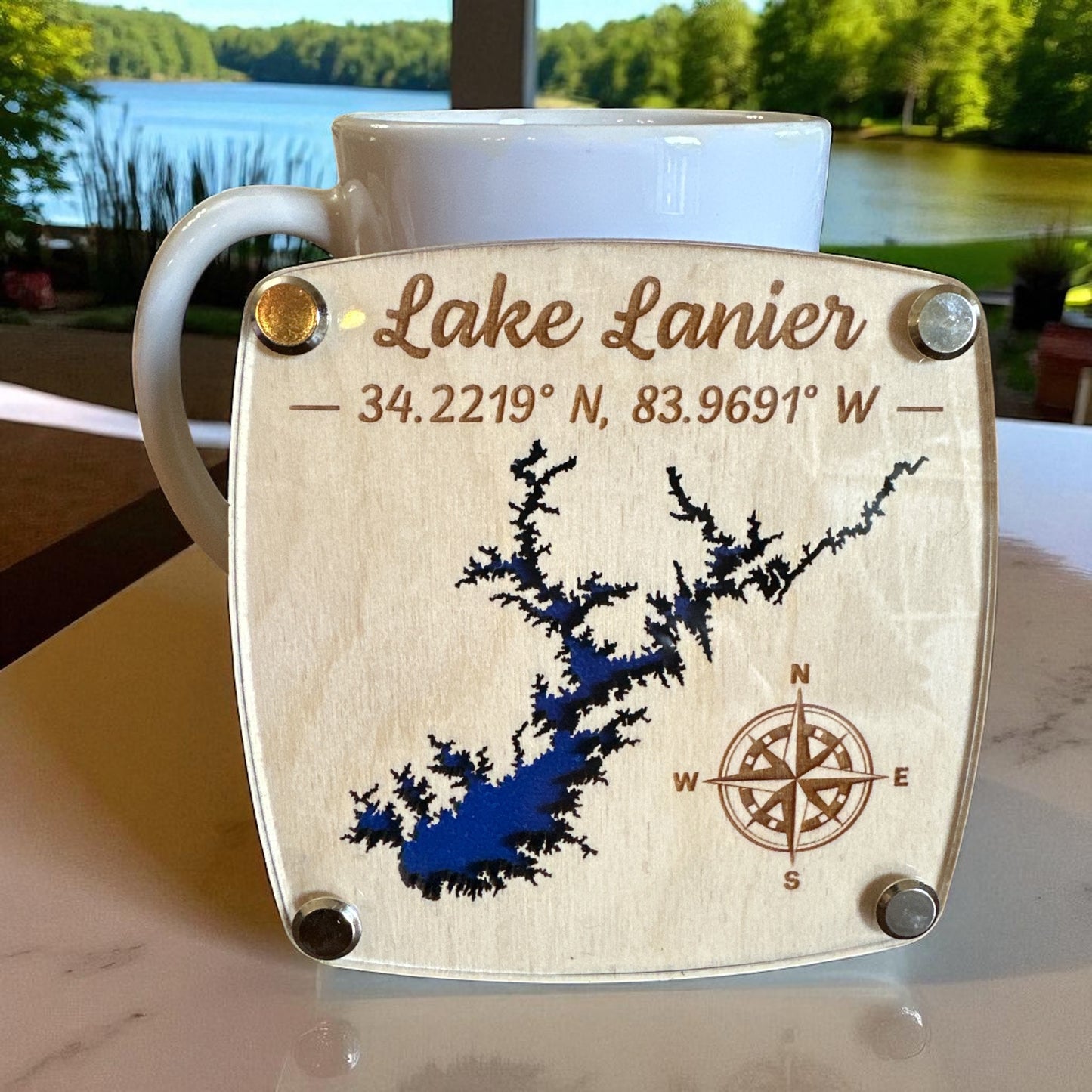 Handcrafted 3D Wooden Lake Coasters - Georgia