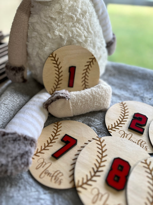 Baseball Baby Milestone | Baby Shower Gift | Newborn Boy or Girl | Softball Theme | Personalized Baby Gift - Lolly and Pops Handcrafted Gifts and Decor