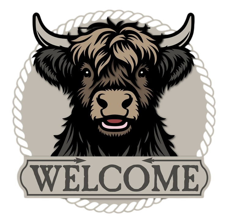 "Welcome" Highland Cow