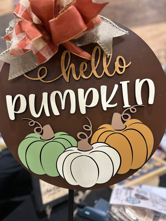 Hello Pumpkin Door Hanger - Lolly and Pops Handcrafted Gifts and Decor