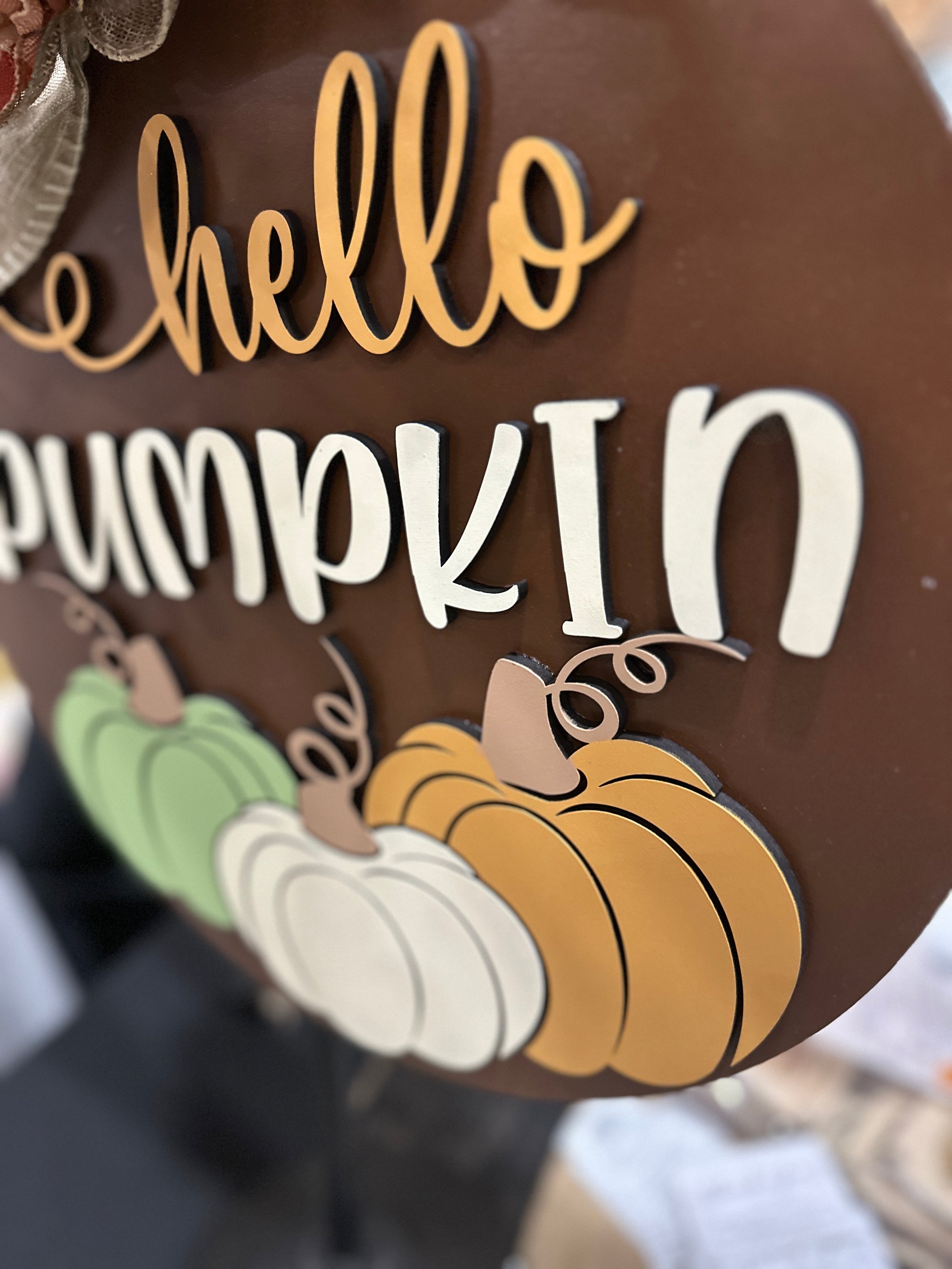 Hello Pumpkin Door Hanger - Lolly and Pops Handcrafted Gifts and Decor
