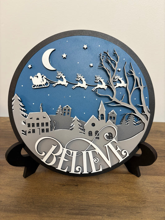 Believe Santa Round - Lolly and Pops Handcrafted Gifts and Decor