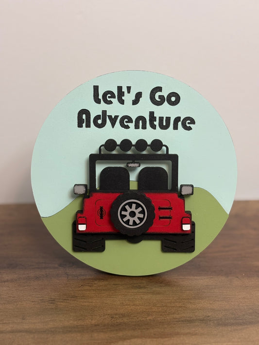 Jeep Let's Go Adventure Round - Lolly and Pops Handcrafted Gifts and Decor