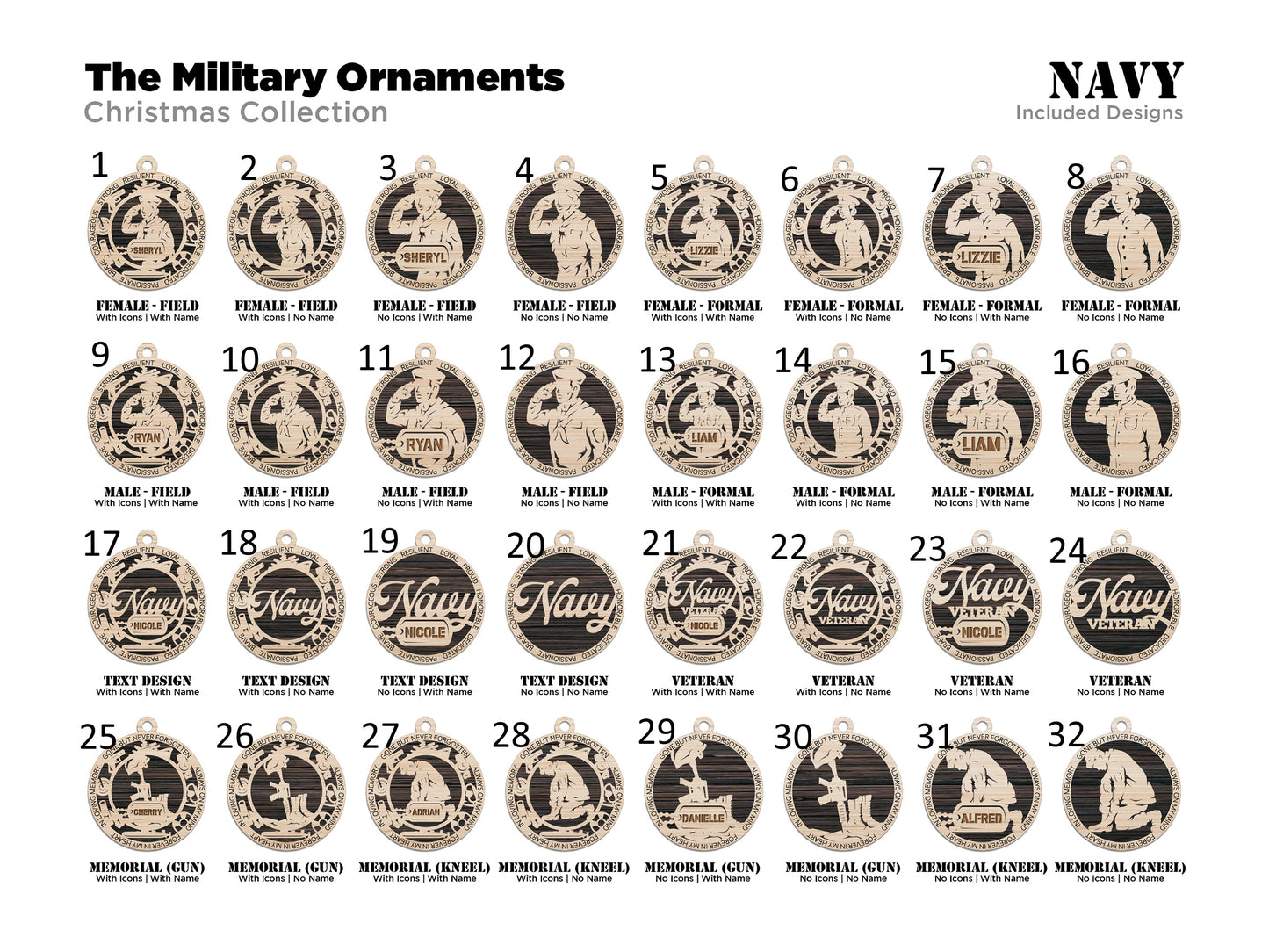 Navy Ornament Military Ornament Christmas Veteran Navy Christmas Ornament - Lolly and Pops Handcrafted Gifts and Decor