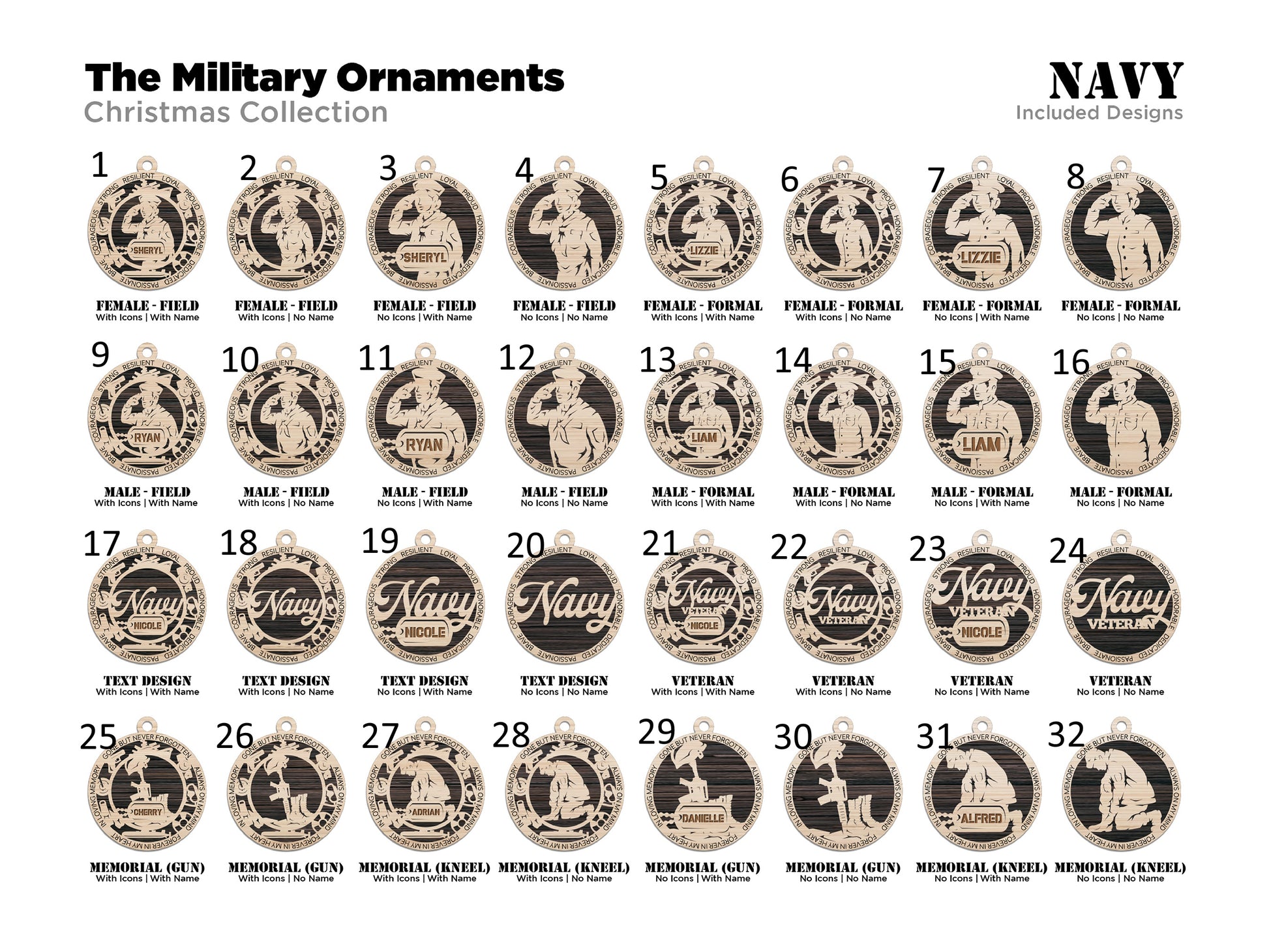 Navy Ornament Military Ornament Christmas Veteran Navy Christmas Ornament - Lolly and Pops Handcrafted Gifts and Decor