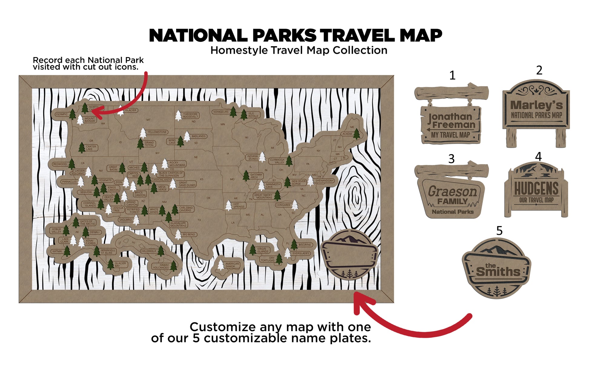 National Park Travel Map Family Memories Bucket list - Lolly and Pops Handcrafted Gifts and Decor