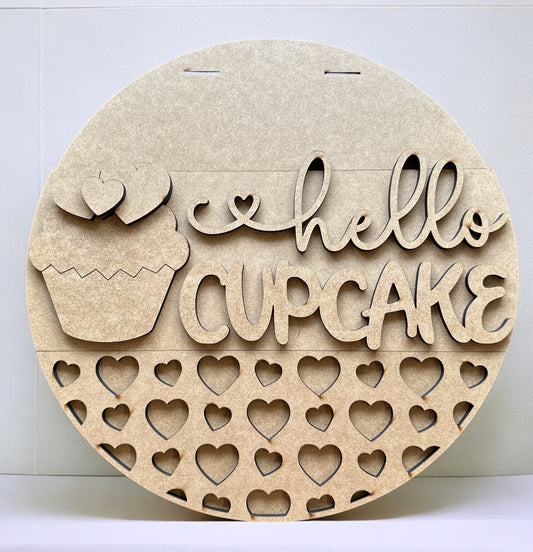Unfinished Hello Cupcake Kit - Lolly and Pops Handcrafted Gifts and Decor