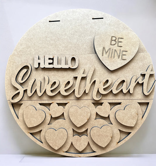 Unfinished Hello Sweetheart Kit - Lolly and Pops Handcrafted Gifts and Decor