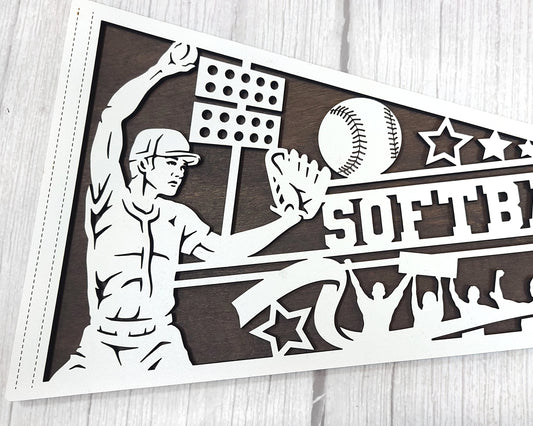 Softball Custom Pennant Softball Senior Gift Pennant Softball Trophy Personalized Pennant Softball Award - Lolly and Pops Handcrafted Gifts and Decor