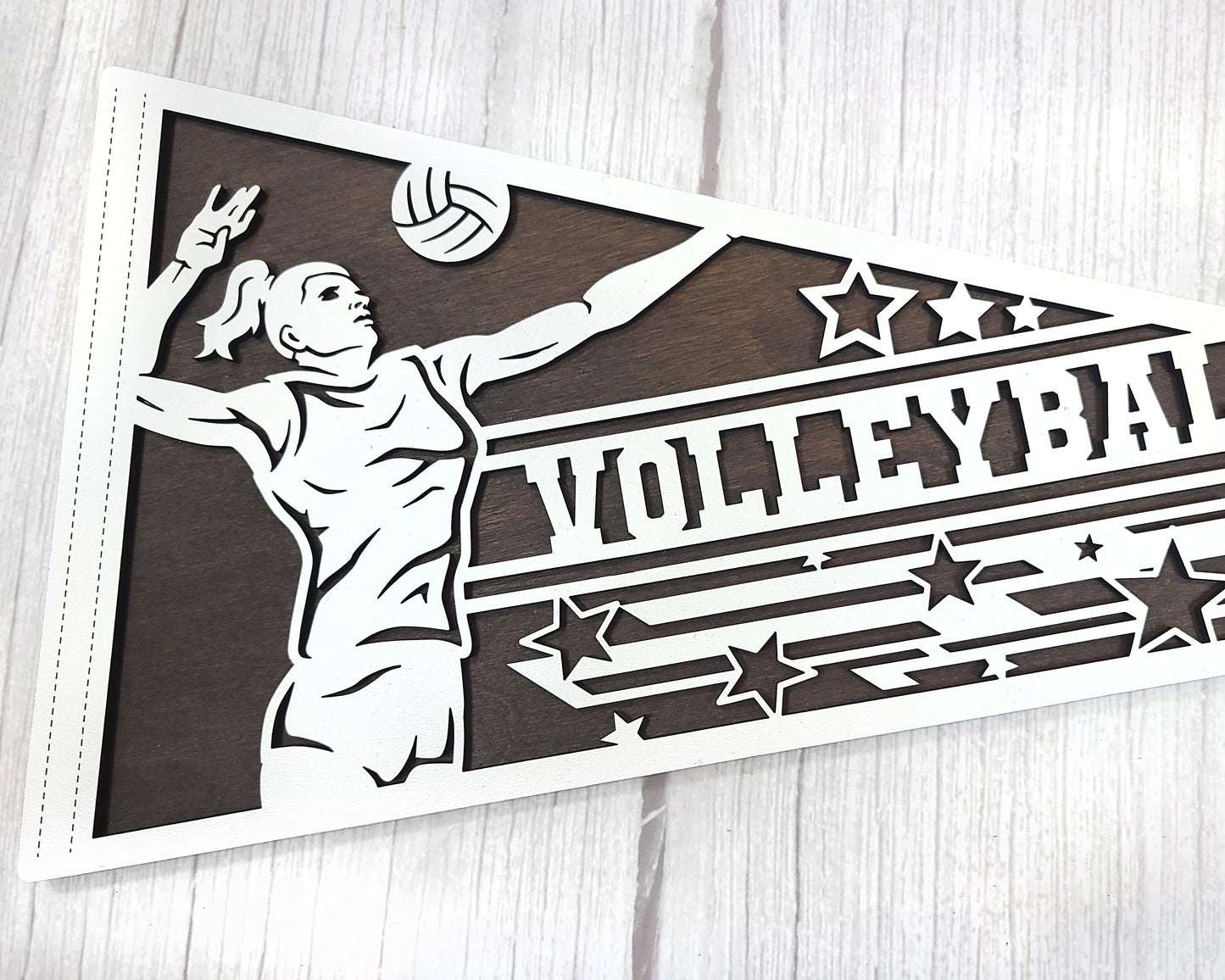 Volleyball Pennant Custom Volleyball Senior Gift Pennant Volleyball Trophy Personalized Pennant Volleyball Award - Lolly and Pops Handcrafted Gifts and Decor