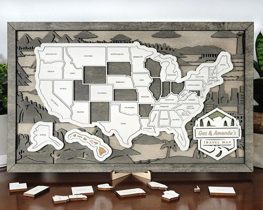 Travel Map United States Travel Map Camping Map RV Map Family Memories - Lolly and Pops Handcrafted Gifts and Decor