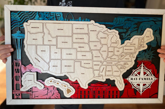 Travel Map United States Travel Map Camping Map RV Map Family Memories - Lolly and Pops Handcrafted Gifts and Decor