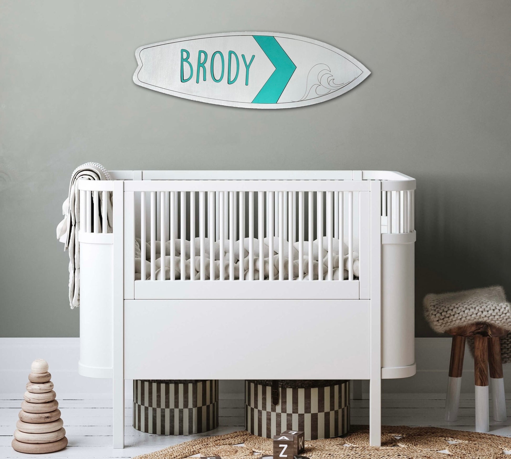 Custom Surfboard Wall Art Baby Room Kids Room Surfboard Baby Gift Baby Shower Newborn Gift Girl Baby Boy Surf Nursery - Lolly and Pops Handcrafted Gifts and Decor
