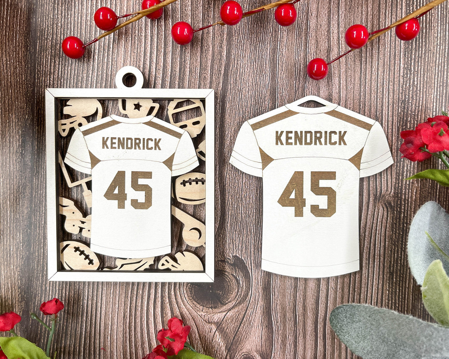 Football Ornament Football Jersey Ornament - Lolly and Pops Handcrafted Gifts and Decor