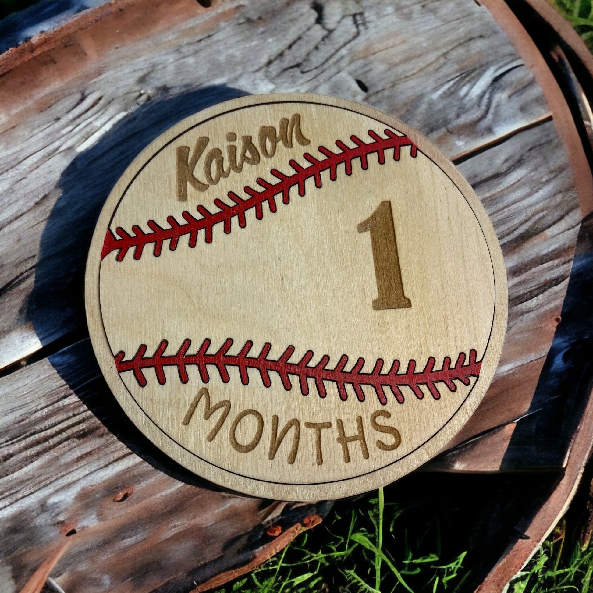 Baby Baseball Milestone Marker | Capture Your Baby's Growth | Baby Shower | Baby Gift | Interchangeable Personalized - Lolly and Pops Handcrafted Gifts and Decor