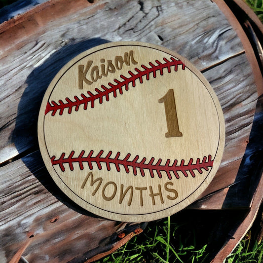 Baby Baseball Milestone Marker | Capture Your Baby's Growth | Baby Shower | Baby Gift | Interchangeable Personalized - Lolly and Pops Handcrafted Gifts and Decor