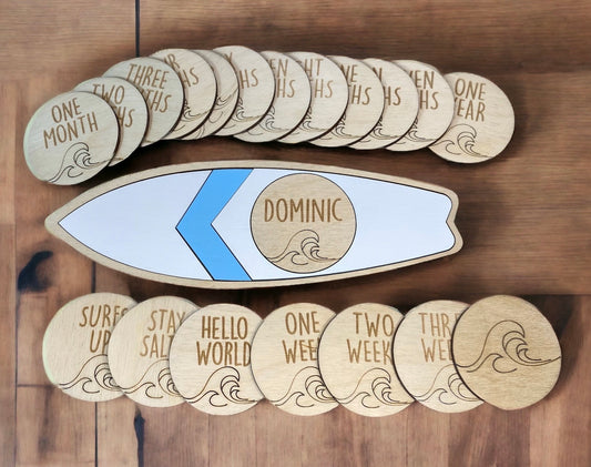 Baby Milestone Surfboard Baby Gift Surf Baby Shower Newborn Gift Girl Baby Boy Surf Nursery - Lolly and Pops Handcrafted Gifts and Decor