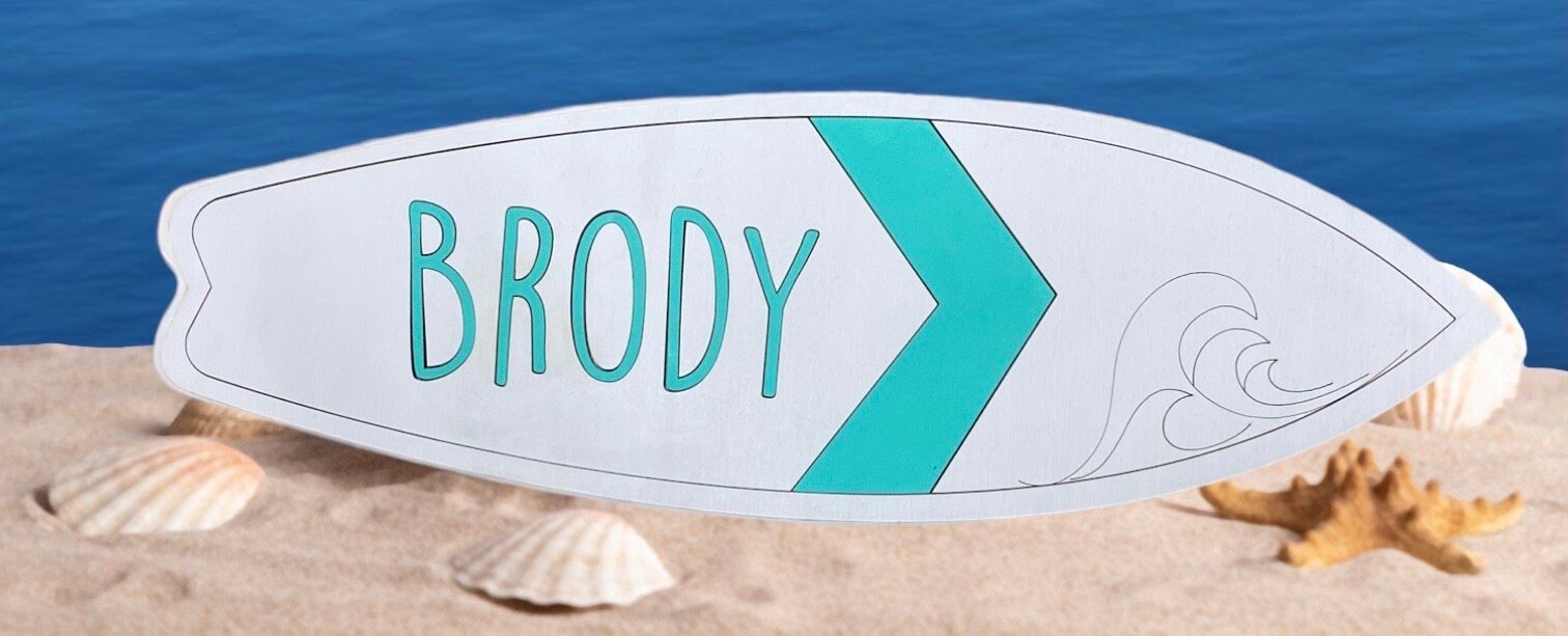Custom Surfboard Wall Art Baby Room Kids Room Surfboard Baby Gift Baby Shower Newborn Gift Girl Baby Boy Surf Nursery - Lolly and Pops Handcrafted Gifts and Decor
