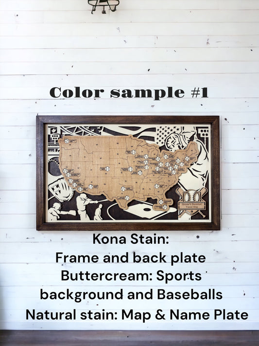 MLB Baseball Stadium Map Family Memories Stadium Tracker MLB Stadium Map Bucket list Custom Framed - Lolly and Pops Handcrafted Gifts and Decor