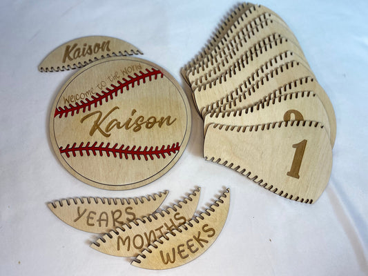 Baby Baseball Milestone Marker | Capture Your Baby's Growth | Baby Shower | Baby Gift | Interchangeable Personalized - Lolly and Pops Handcrafted Gifts and Decor