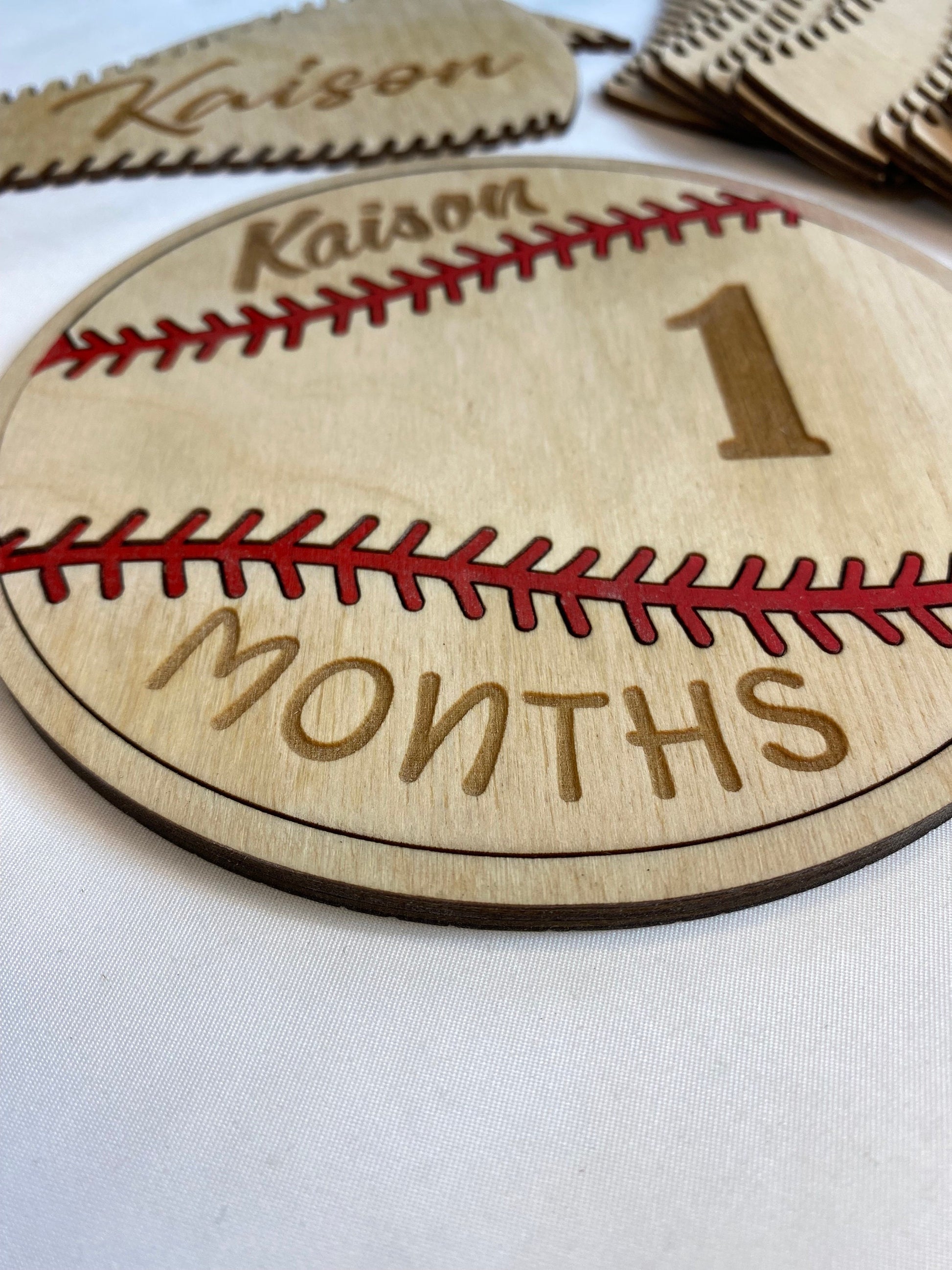 Baby Baseball Milestone Marker | Capture Your Baby's Growth | Baby Shower | Baby Gift | Interchangeable Personalized - Lolly and Pops Handcrafted Gifts and Decor