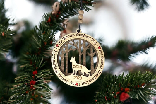 Dog Christmas Ornament |250 Choices| Snow Acrylic background |Personalized Pet Keepsake | Handmade Holiday Gift - Lolly and Pops Handcrafted Gifts and Decor