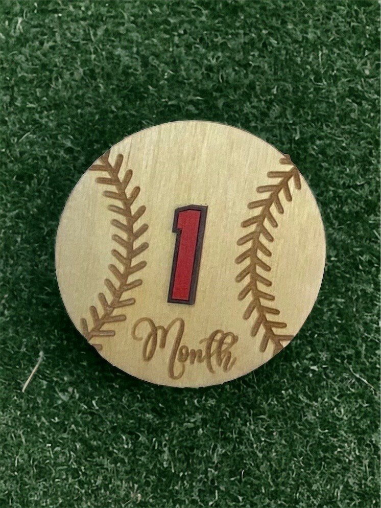 Baseball Baby Milestone | Baby Shower Gift | Newborn Boy or Girl | Softball Theme | Personalized Baby Gift - Lolly and Pops Handcrafted Gifts and Decor