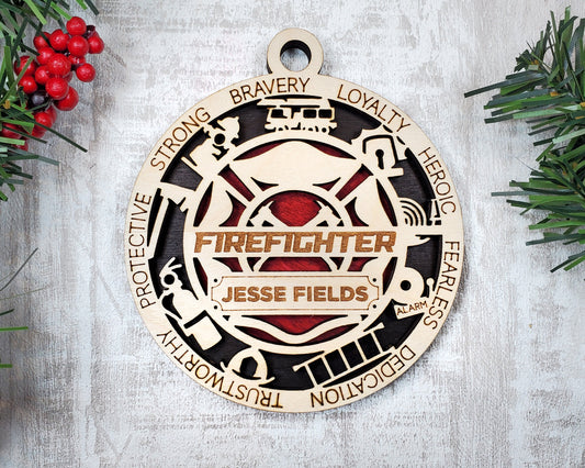 Firefighter Ornament Firefighter Award - Lolly and Pops Handcrafted Gifts and Decor