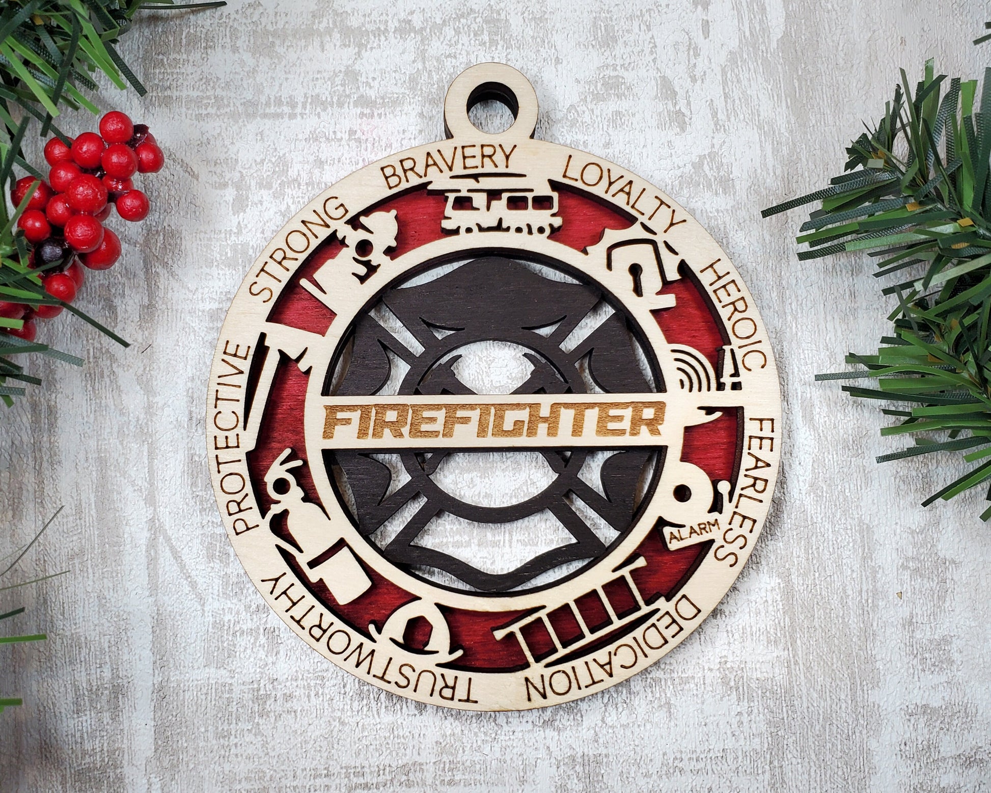 Firefighter Ornament Firefighter Award - Lolly and Pops Handcrafted Gifts and Decor