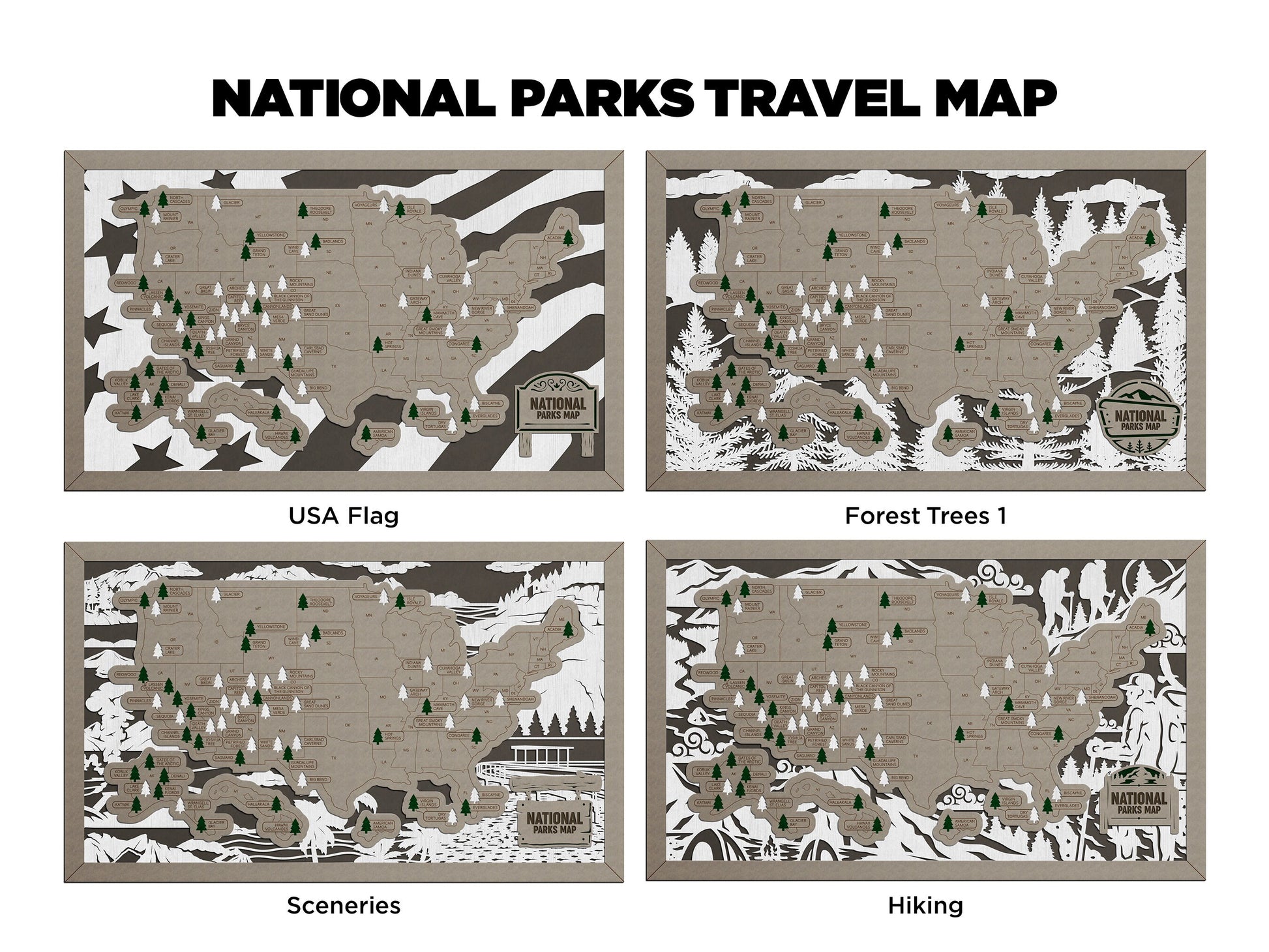 National Park Travel Map Family Memories Bucket list - Lolly and Pops Handcrafted Gifts and Decor