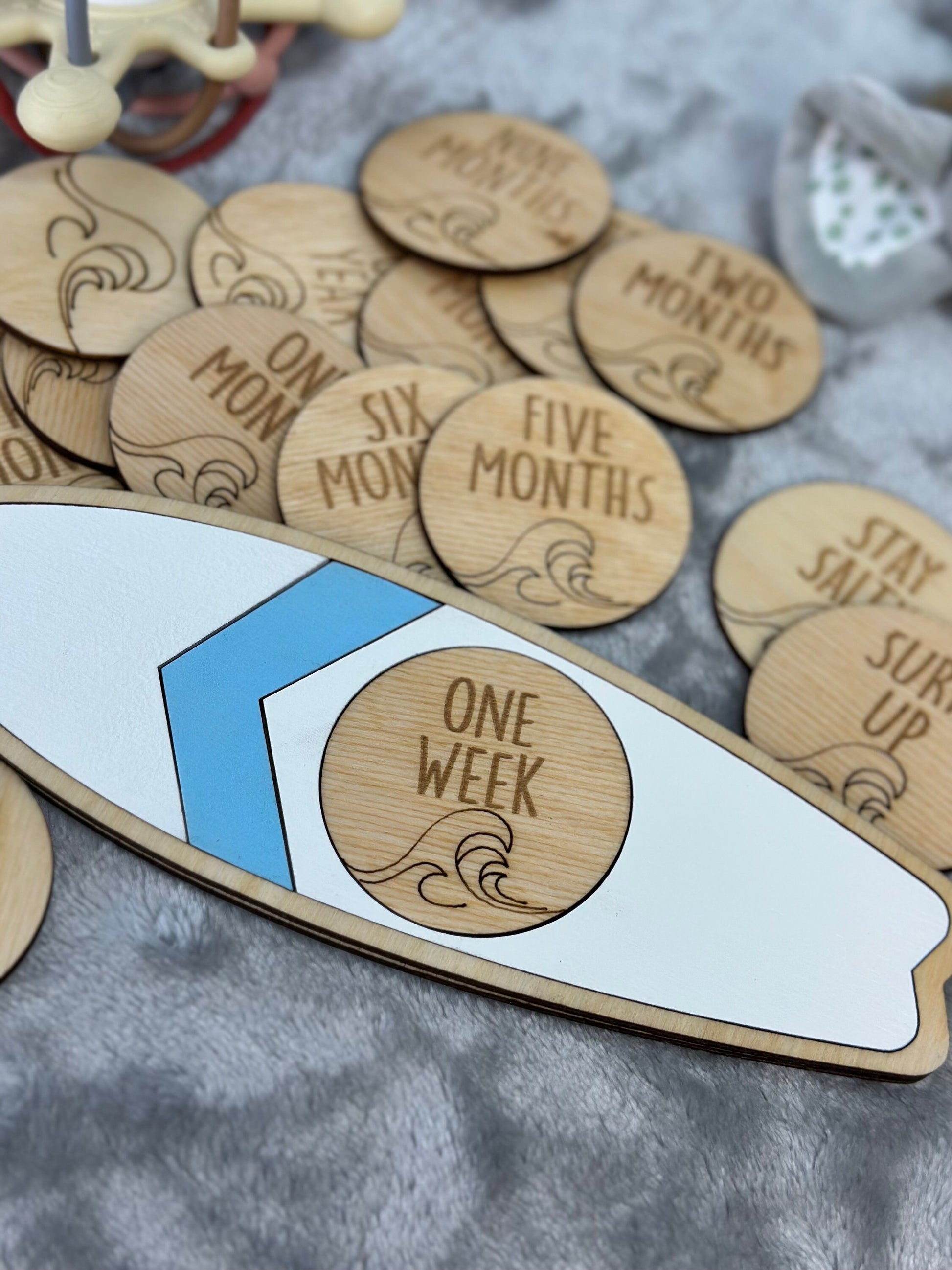 Baby Milestone Surfboard Baby Gift Surf Baby Shower Newborn Gift Girl Baby Boy Surf Nursery - Lolly and Pops Handcrafted Gifts and Decor