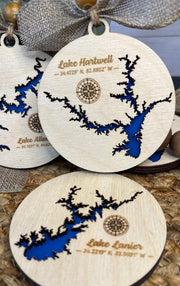 Handcrafted 3D Wooden Lake Ornament - Arkansas - Lolly and Pops Handcrafted Gifts and Decor