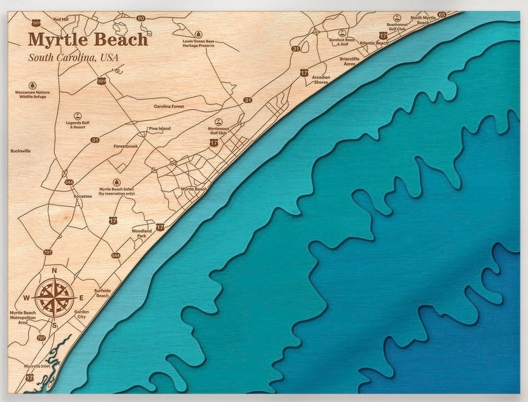 Myrtle Beach 3D Framed Picture Map