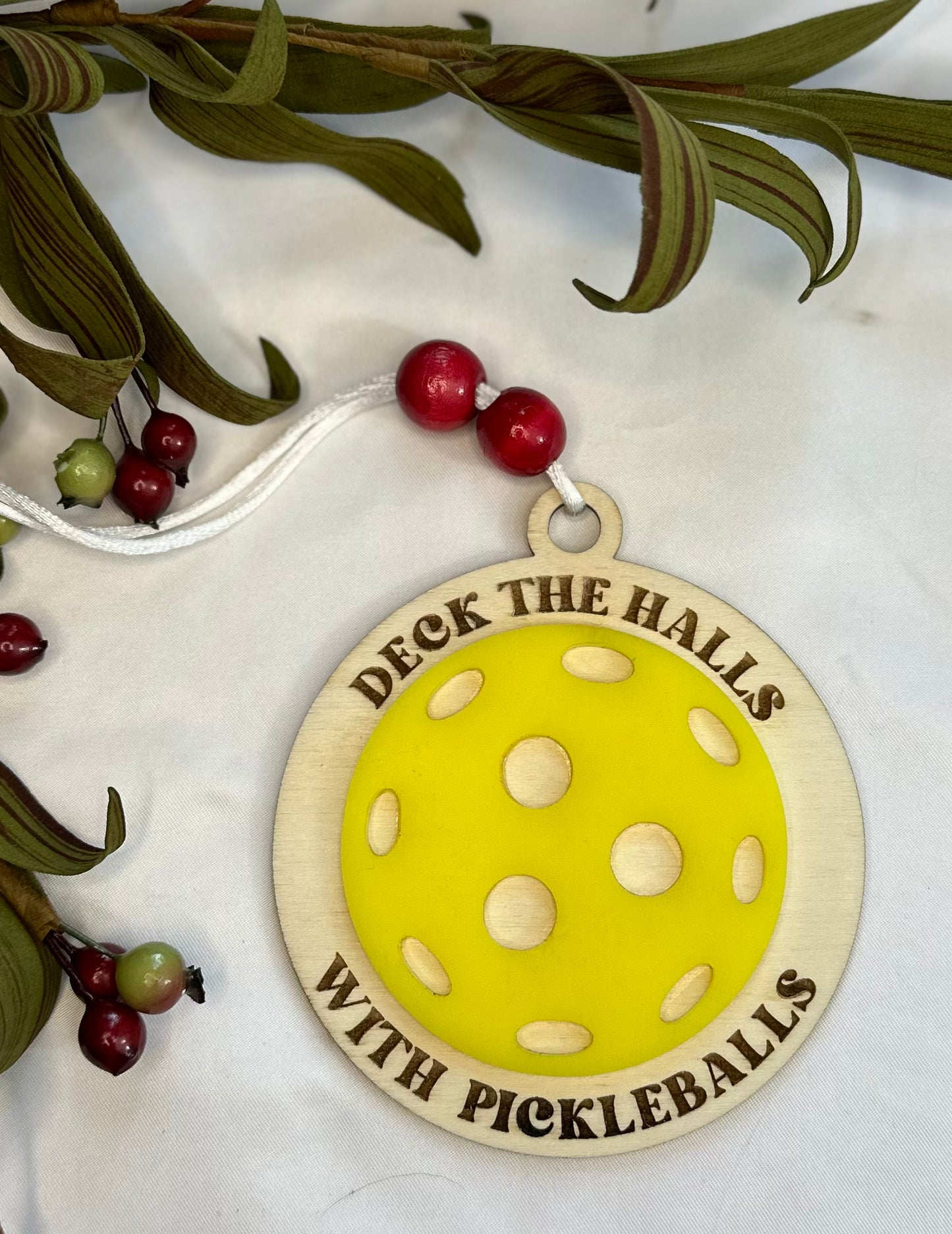 Deck the Hall with Pickleballs Ornament