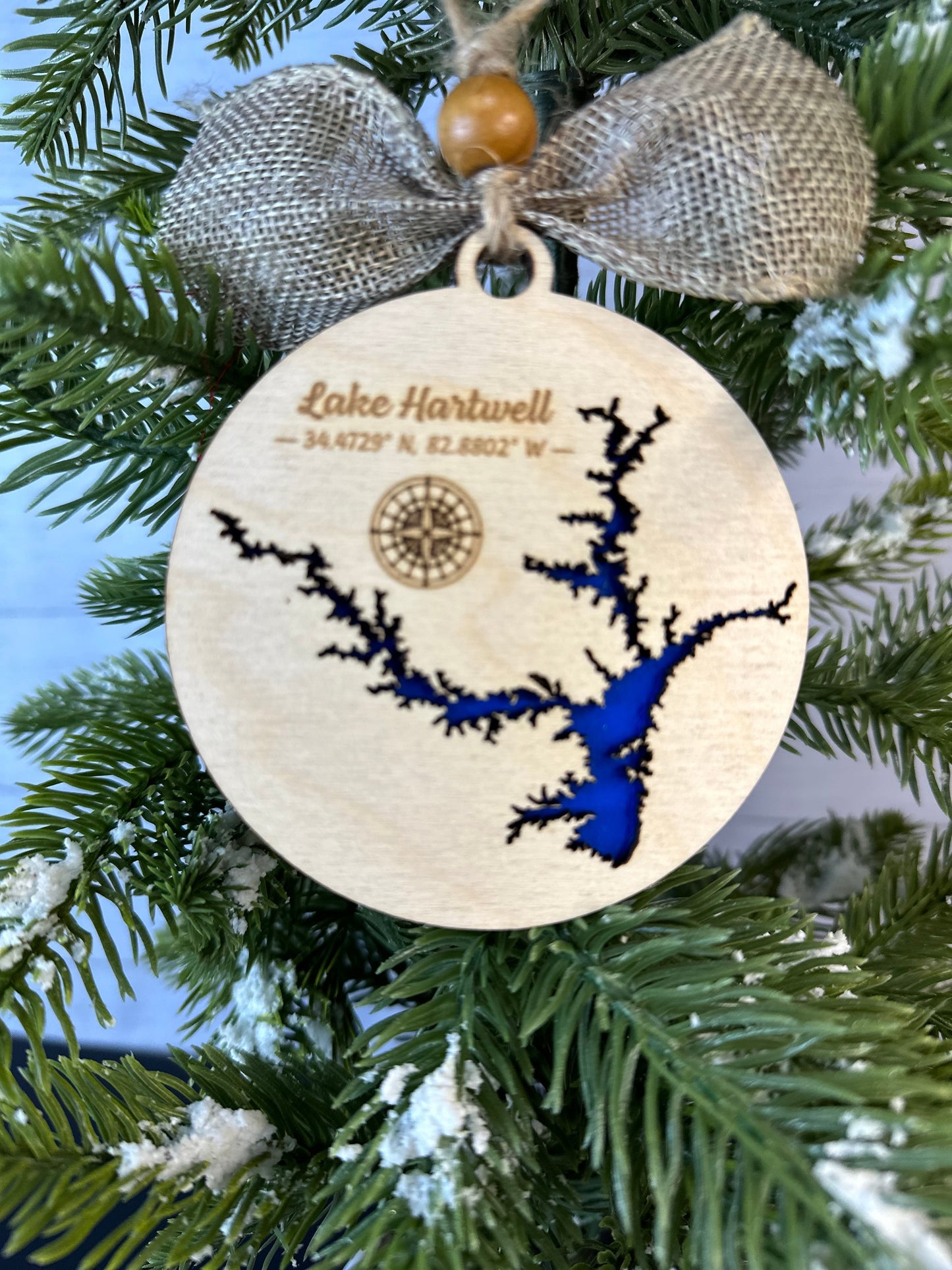 Handcrafted 3D Wooden Lake Ornament - Alabama