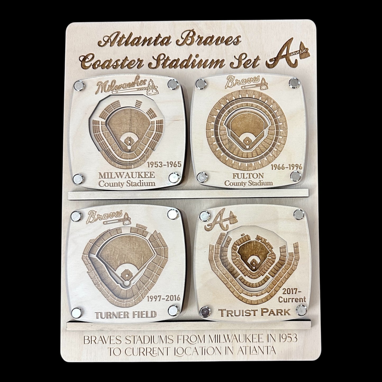 4 Pack Atlanta Braves Baseball Stadium Coasters