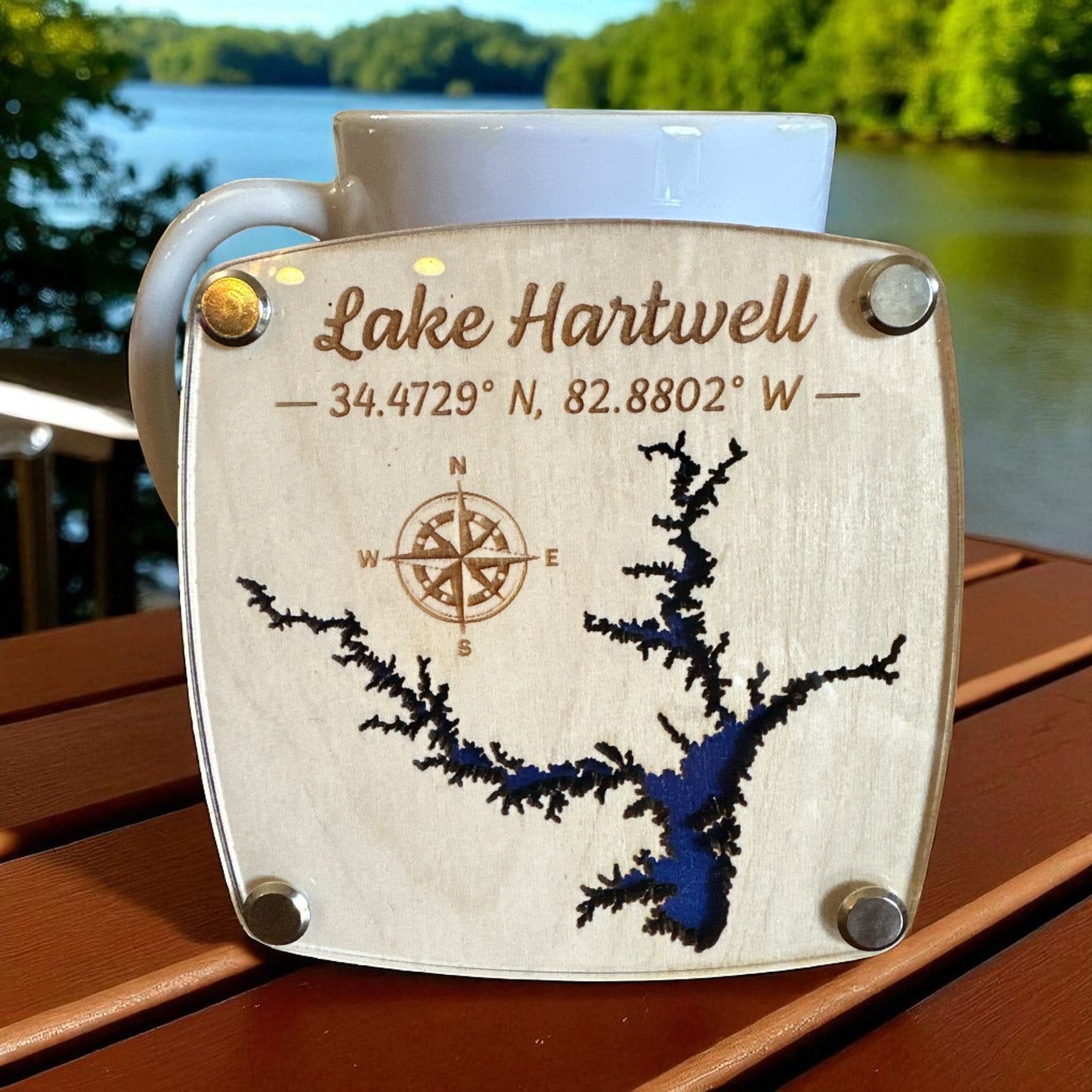 Handcrafted 3D Wooden Lake Coasters - Georgia