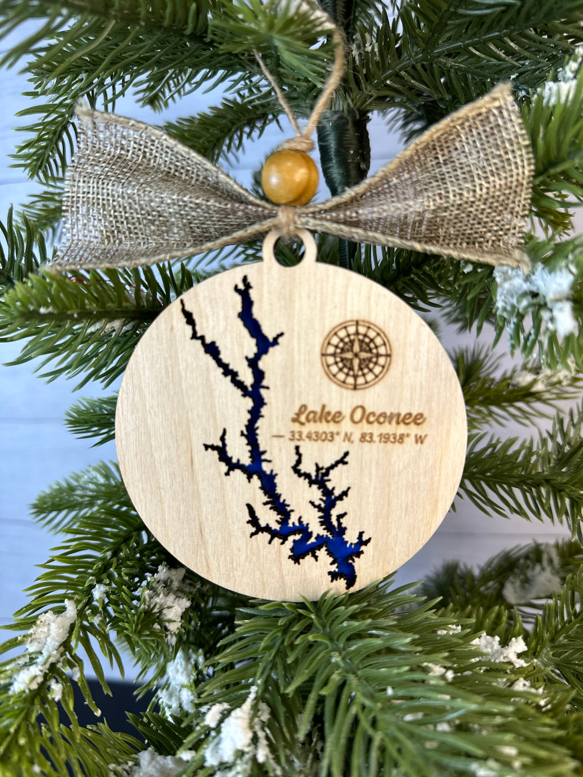 Handcrafted 3D Wooden Lake Ornament - Georgia - Lolly and Pops Handcrafted Gifts and Decor