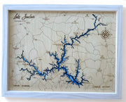 Lake Sinclair 3D Framed Picture Map,  Wooden Engraved Map, - Lolly and Pops Handcrafted Gifts and Decor