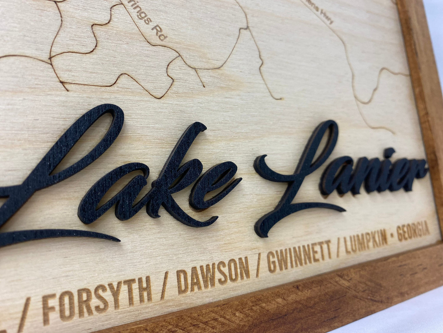 Clarks Hill Lake 3D Framed Picture Map,  Wooden Engraved Map,