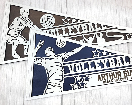 Volleyball  Pennant Custom Volleyball Senior Gift Pennant Volleyball Trophy Personalized Pennant Volleyball Award