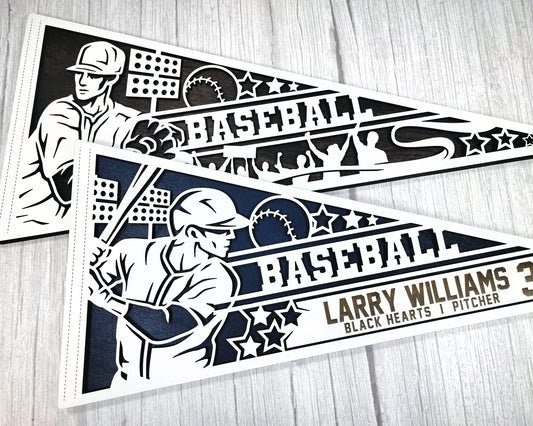 Baseball Custom Pennant Baseball Senior Gift Pennant Baseball Trophy Personalized Pennant Baseball Award