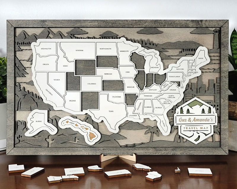 Travel Map United States Travel Map Camping Map RV Map Family Memories - Lolly and Pops Handcrafted Gifts and Decor